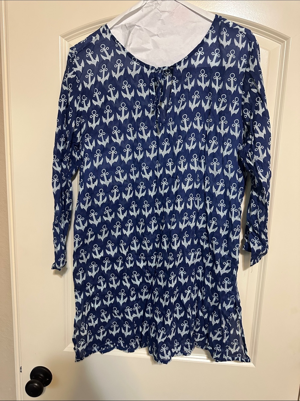 Navy Anchor Print Women’s Swim Coverup